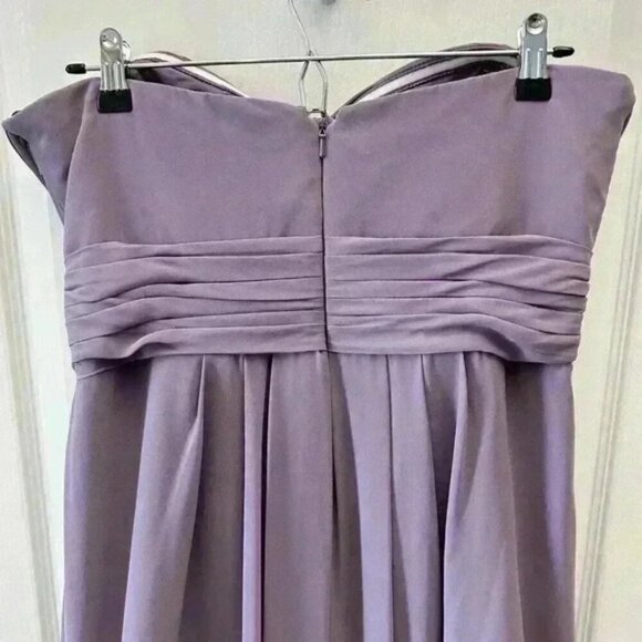 Bill  Levkoff Strapless Chiffon Formal Evening Gown Victorian Lilac Purple 16 - Picture 9 of 15